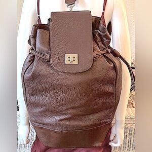 Isaac Mizrahi Live Leather 2 Way backpack/Shoulder bag adjustable Strap in Brown